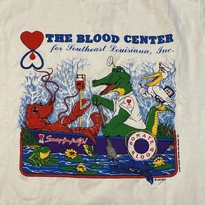 VTG 90s Blood‎ Center T shirt New Single Stitch USA Made XL White Screen Stars